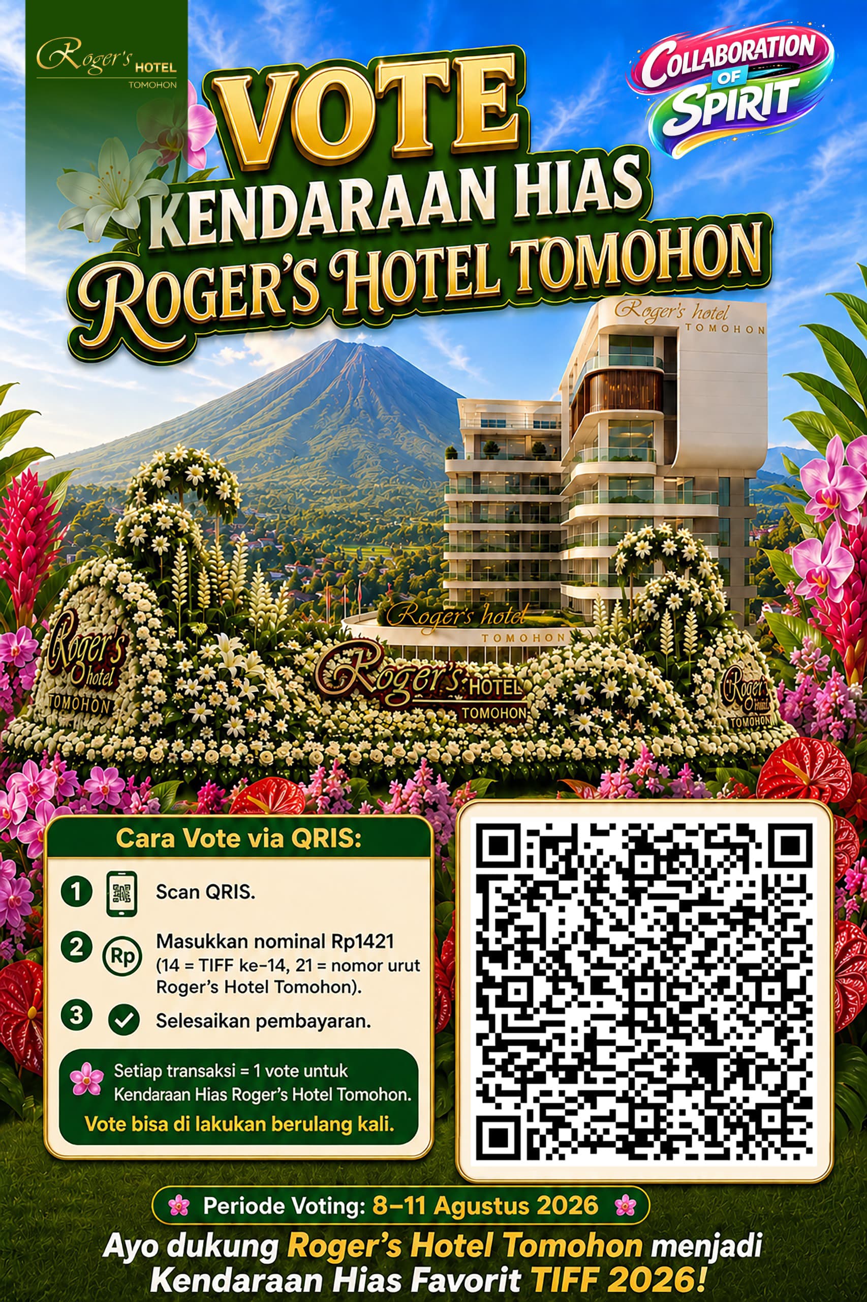 VOTE KENDARAAN HIAS ROGER’S HOTEL TOMOHON di Tomohon International Flower Festival (TIFF) 2026